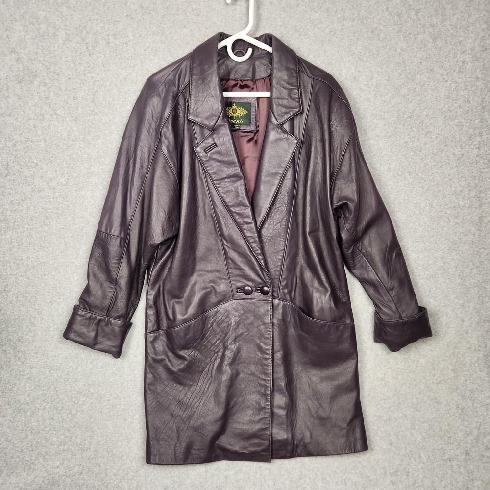 Vintage Avanti Leather Jacket Womens Small Genuine Leather Long Blazer Coat 80s
